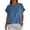#0071-Navy, variant on Favoffer Women's Cotton Linen Blouse Short Sleeve Round Neck Ruffle Pleated Solid Color Casual Loose Breathable Soft Summer Tops