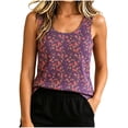 thumbnail image 3 of Liweisiy Women's Vintage Tank Tops Floral Sleeveless Crewneck Loose Fit Shirts Summer Casual Layering Tops Coffee-2 M, 3 of 6
