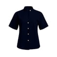 thumbnail image 5 of Linen Shirts for Women Short Sleeve Band Collar V Neck Button Up Summer Blouses Business Casual Office Work Shirts, 5 of 5