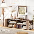 thumbnail image 3 of Topbuy TV Stand for 65 Inches TVs Modern Entertainment Center with 8 Open Shelves & 4 Cable Holes MDF TV Console Table Light Grey, 3 of 9