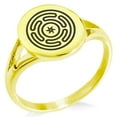 thumbnail image 1 of Stainless Steel Hecate Greek Goddess of Magic Minimalist Oval Top Polished Statement Signet Ring, 1 of 1