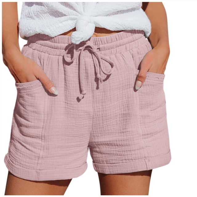 Shorts Décontractés Taille Haute Jambe Droite pour Femmes - Polyester, Imprimé, Plusieurs Tailles