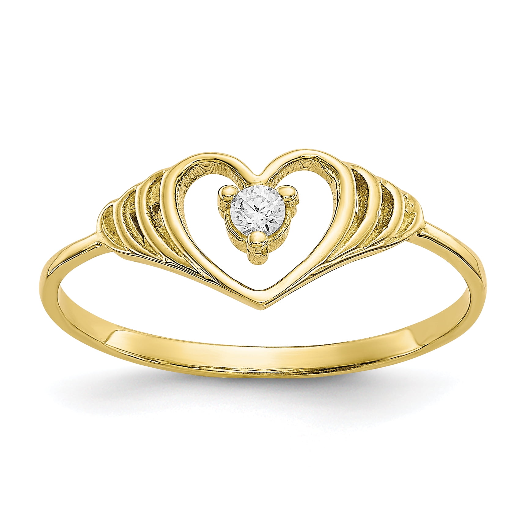 10K CZリング 10K Yellow Gold CZ Heart Ring - Walmart.ca
