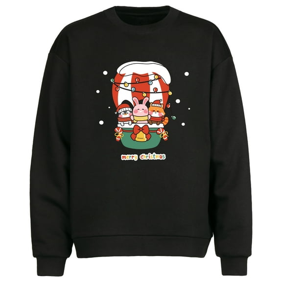Christmas Design Design Printed Men's Base Layer Round Neck Sweatshirt Long Sleeve,Sizes S-2XL