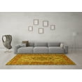 thumbnail image 3 of Ahgly Company Machine Washable Indoor Round Medallion Yellow Traditional Area Rugs, 5' Round, 3 of 4