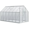 thumbnail image 3 of Outsunny 12' x 6.2' x 6.5' Polycarbonate Greenhouse, Heavy Duty Outdoor Aluminum Walk-in Green House Kit with Vent, Gutter & Door, Silver, 3 of 10