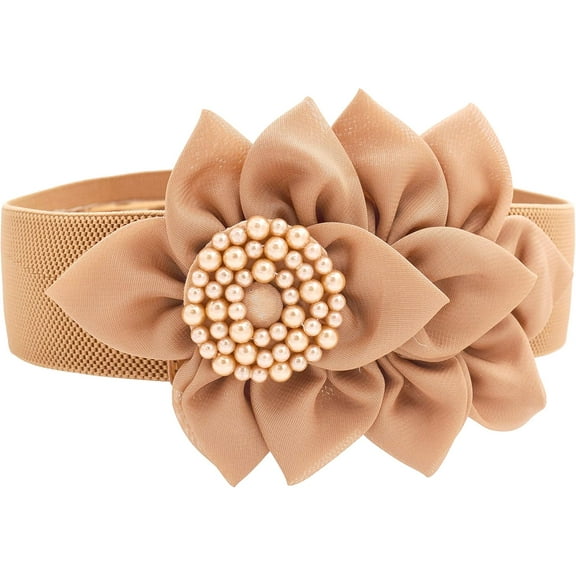 YooGuoGuo Women Girls Elastic Waist Band Flower Decor Wide Waist Belt in 3 Sizes Classic Cinch Belt
