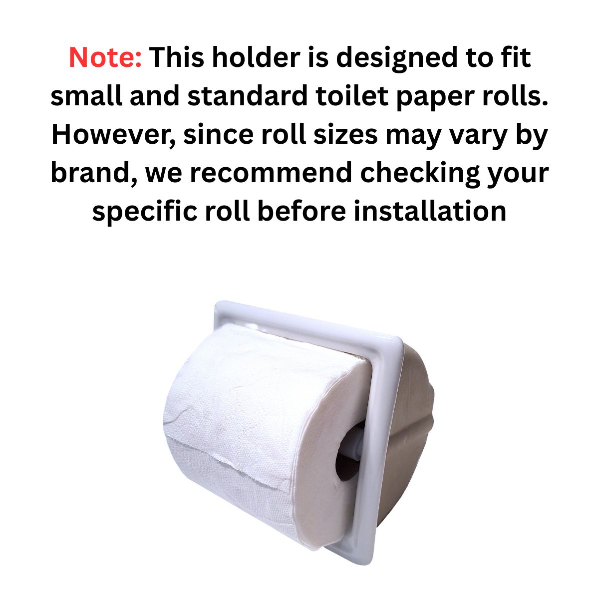 SereneDrains Recessed Ceramic Toilet Paper Holder Wall Mount Niche Bathroom Tissue Roll