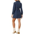 thumbnail image 3 of INSPIRE CHIC Women's Belted Long Sleeves Button Front Denim Shirt Dresses Blue L, 3 of 7