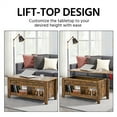 thumbnail image 3 of Alden Design 41" Lift Top Coffee Table with 2 Storage Compartments, Rustic Brown, 3 of 12