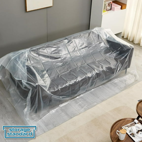 Heavy-Duty Plastic Furniture Covers for Moving - Waterproof & Dustproof  Storage Bags for Sofas, 96 x 42 x 62 Inch