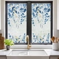 thumbnail image 2 of Blue Eucalyptus Leaves Window Privacy Film, Watercolor Botanical Weeping Leaf Static Cling UV Sun Blocking Heat Control Window Tint Day and Night, Non-Adhesive One Way Privacy Cover 17.7''x39.3'', 2 of 7