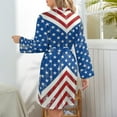 thumbnail image 6 of American Flag Blue Red White Night Robe Long Sleeve V Neck Robe With Belt Women's Sleepwear Dresses, 6 of 9