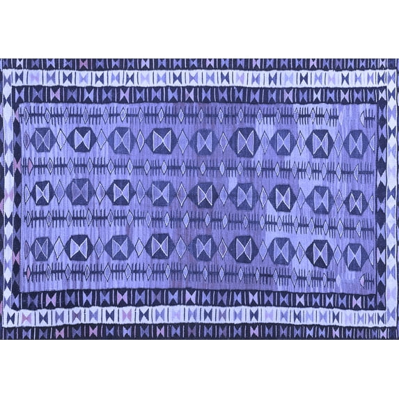 Ahgly Company Machine Washable Indoor Rectangle Abstract Blue Contemporary Area Rugs, 6' x 9'