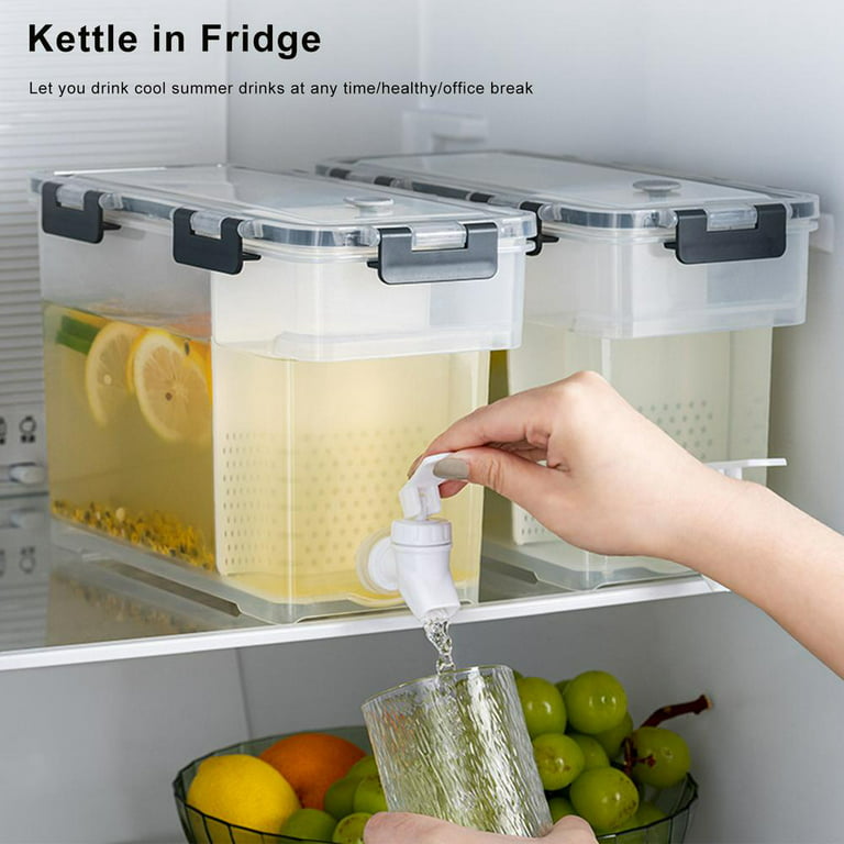 Iced Beverage Tub, Cold Kettle With Faucet In Refrigerator, Drink