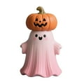 thumbnail image 1 of Halloween Statue Pumpkin Ghost Shape Figurine Pink Resin Statue Handheld Halloween Tabletop Decoration, 1 of 8