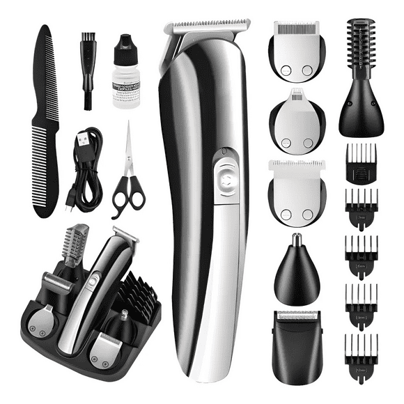 18 en 1 Maquina Para Cortar Cabello Rasuradora Eléctrica Barba Malubero Plateado