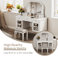 thumbnail image 4 of MODERNLUXE Makeup Vanity Desk with Mirror,Dressing Table Set with 5 Drawers, 2 Cabinets and Stool,Space-Saving Beauty Station for Bedroom,White, 4 of 10
