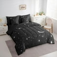 thumbnail image 3 of jejeloiu Cartoon Stars Moon 7pcs Bedding Comforter Set,Galaxy Strayy Sky Queen Bedding Sets,White Black Queen Sheet Sets For Teens,Super Cozy Room Decor Reversible, 3 of 8