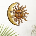 thumbnail image 2 of DecMode Red Metal Indoor Outdoor Sun and Moon Wall Decor, 2 of 9