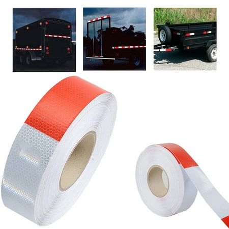 Red/White Diagonal Warning Reflective Tape DOT-C2 Conspiciuity Tape - 2 inch x 150 FEET - Automobile Car Truck Boat Trailer Semi Construction Safety Industrial