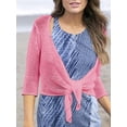 thumbnail image 2 of [3/4 Sleeve Lightweight Bolero Cardigan] Women's Tie Front Shrug 3/4 Sleeve Bolero Sheer Knotted Lightweight Cardigan Sweaters Short Shawl Tops, 2 of 5