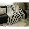 thumbnail image 4 of Fennco Styles Diamond Fringe Chenille Reversible Throw Blanket 50" W x 72" L - Black and White Geometric Woven Soft Blanket for Bed, Couch, Sofa, Home, Office and Holidays Décor, 4 of 8