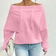thumbnail image 2 of zbxnLI Womens off Shoulder Sweatshirts Going out Tops Long Sleeve Causal Pullover Sweatshirt with Drawstring, 2 of 6