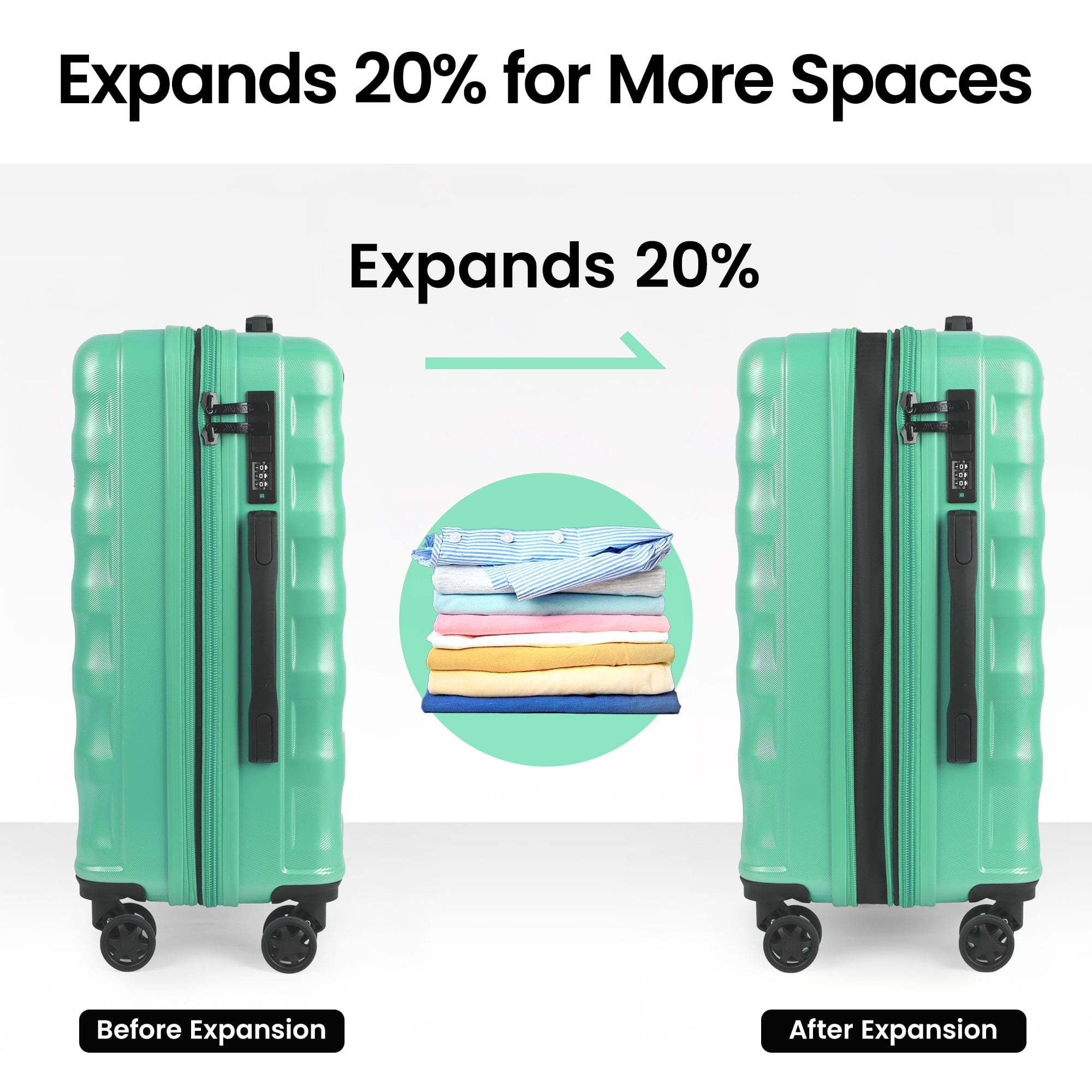 New York Xpress 25" Hardside Medium Checked Expandable Spinner Luggage with TSA Lock, Green - La13801