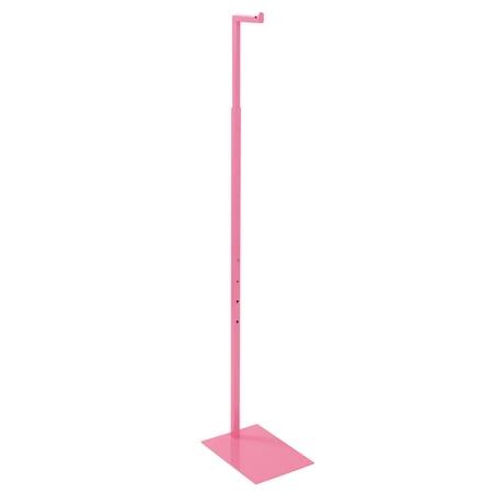 SSWBasics Adjustable Pink Costumer Stand – Single Arm Clothes Rack - Retail Clothing and Garment Display Stand – Ideal For Showcasing Hanging Items In Thrift Shops Boutiques and Retail Stores