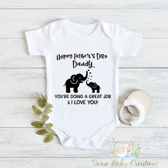 Elephant Our First Father'S Day Together 2022 Shirt, Father'S Day Daddy And Me, Baby Elephant Bodysuit, First Fathers Day, 1St Fathers Day Cute And Cool Baby Bodysuit, Baby Bodysuit Lat 4424