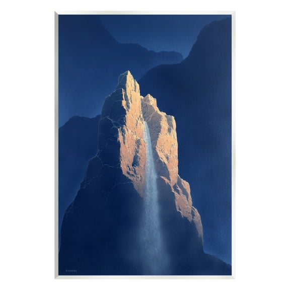 Stupell Surreal Stone Cliff Waterfall Landscape Painting Wall Plaque Unframed Art Print Wall Art
