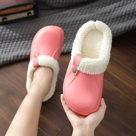 

CoCopeaunt Women Autumn Winter Warm Slippers Soft Waterproof EVA Plush Men House Slippers Female Clogs Couples Home Indoor Fuzzy Shoes