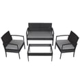 thumbnail image 3 of Wicker Patio Furniture Sets, 4 Piece Outdoor Conversation Set with Wicker Chairs, Loveseat Sofa, Glass Coffee Table, All Weather Rattan Patio Furniture Sofa Set for Yard, Porch, Garden, Pool, LL915, 3 of 8
