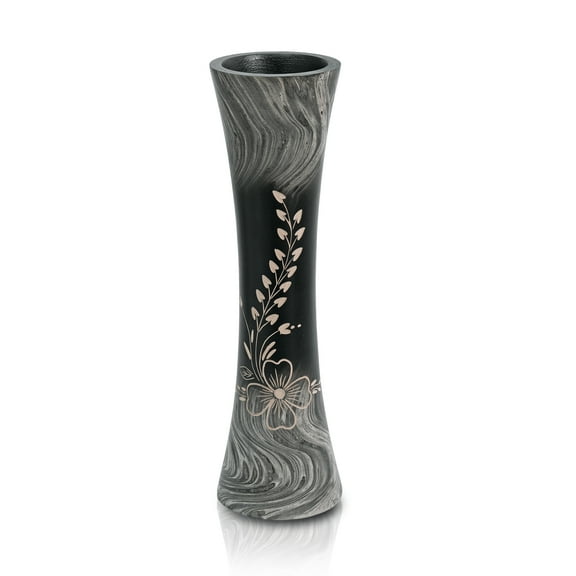Elegant Shadows Floral Garden Gray and Black Mango Tree Wooden Vase