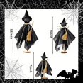thumbnail image 2 of 3-Piece Dark Primitive Halloween Ghost Decor Set, Vintage Standing Ghosts on Wooden Base with Witch Hats, Spooky Indoor Table Centerpiece & Mantel Decoration, 2 of 9