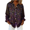 thumbnail image 3 of jobturf Button Down Shirts for Women Dressy Casual Sparkle Party Tops Lightweight Basic Tees Fall Winter Fashion Collared Long Sleeve Blouses, 3 of 7
