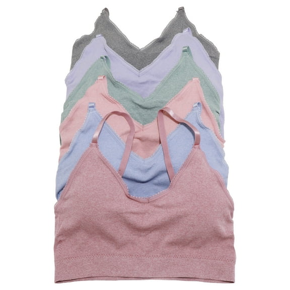 Angelina Women's Seamless Wireless Bralette with Removable Pads (6-Pack)