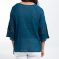 thumbnail image 7 of Elsie & Zoey Skylah Boho XL Tidel Teal Raglan Sleeve Crepe Blouse for Women, 7 of 7