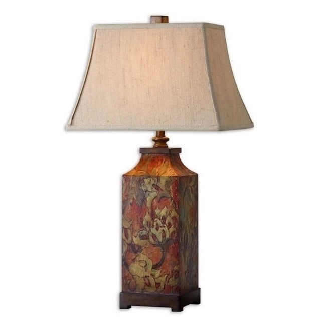 Allora 1-Light Engineered Wood Table Lamp in Burnished Walnut