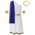 thumbnail image 4 of YiZYiF Mens Halloween Ancient Greek Cosplay Costume Roman Toga Caesar Party Fancy Dress Up Set Blue-A 3XL, 4 of 7