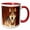 Red/White, variant on 3drose, Serious Pose of Brown Wolf, 11oz Two-tone Red Mug