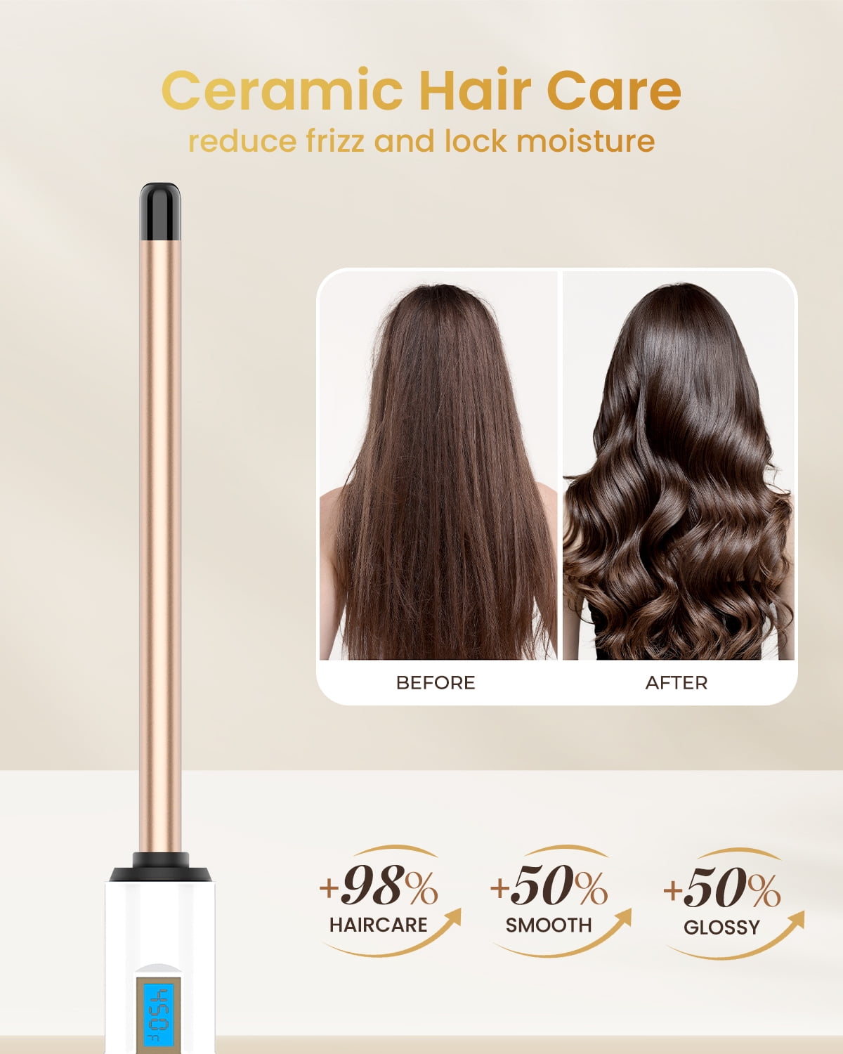 Hoson Small Curling Wand, 1/2 Inch Long Barrel for Short Hair, Ceramic Skinny Curling Wand with Adjustable Temperature