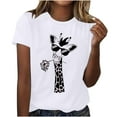 thumbnail image 2 of Yuwull Oversized T Shirts for Women, Womens Summer Tops Giraffe Print Graphic Short Sleeve Crew Neck T-Shirt Plus Size Womens Cute Tops, 2 of 6