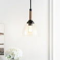 thumbnail image 6 of JONATHAN Y Alys 7.63" Adjustable Rope-Wrap Modern Rustic Iron/Glass LED Pendant, Black, 6 of 9