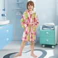 thumbnail image 5 of FORMRS Niños Bathrobe Unisex Hooded Robe Soft Plush Pajamas Sleepwear, Size 7-9T, Floral Raspberries, 5 of 7