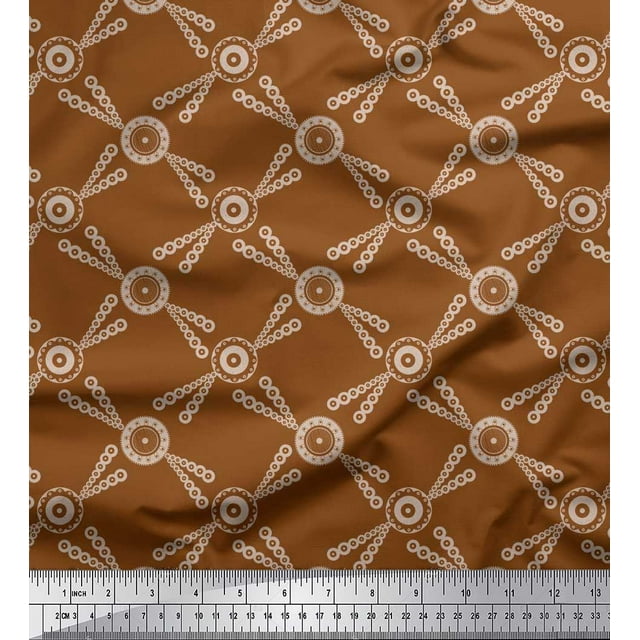 Soimoi polyester Crepe Fabric Dots & Circle Geometric Printed Fabric 1 Yard 42 Inch Wide