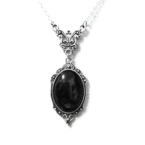 DESIGNICE Gothic Blood Necklace For Women Men Vampire-Embossed Witch Butterfly-Necklace Vintage Black Stone Necklace