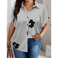 thumbnail image 2 of SOMER Plus Size Tops For Women Short Sleeve Button Down Shirt Casual Vertical Stripe Blouse, 2 of 7