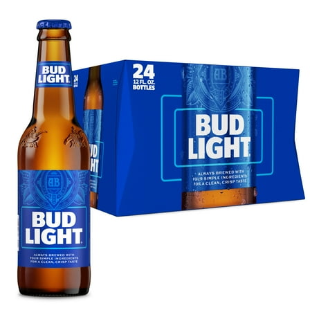 Bud Light Beer, 24 Pack Beer, 12 fl oz Glass Bottles, 4.2% ABV, American Lager